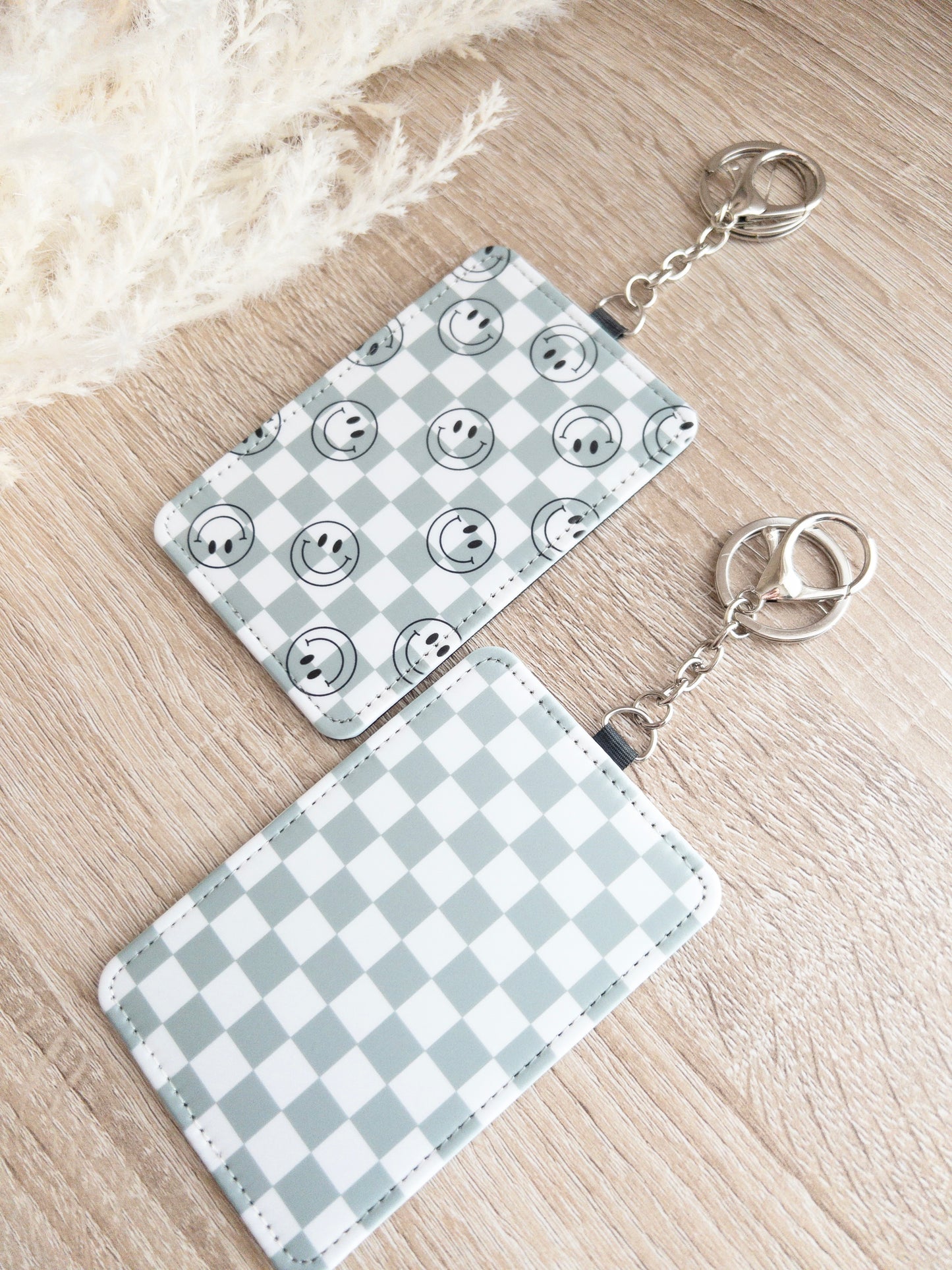 Checkered & Smiley Face ID Badge Holders