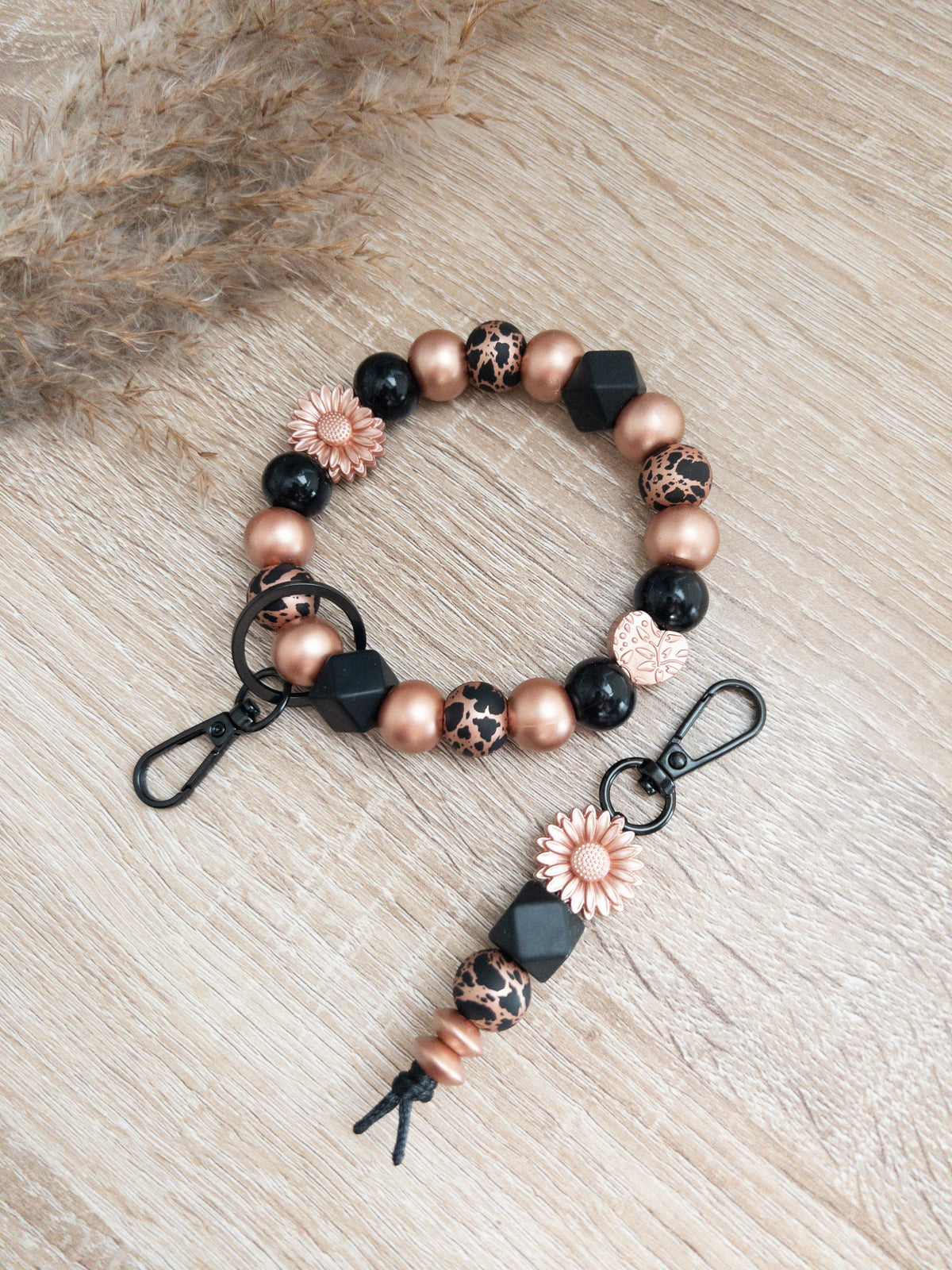 Rose Gold Cowhide Wristlet & Keychain