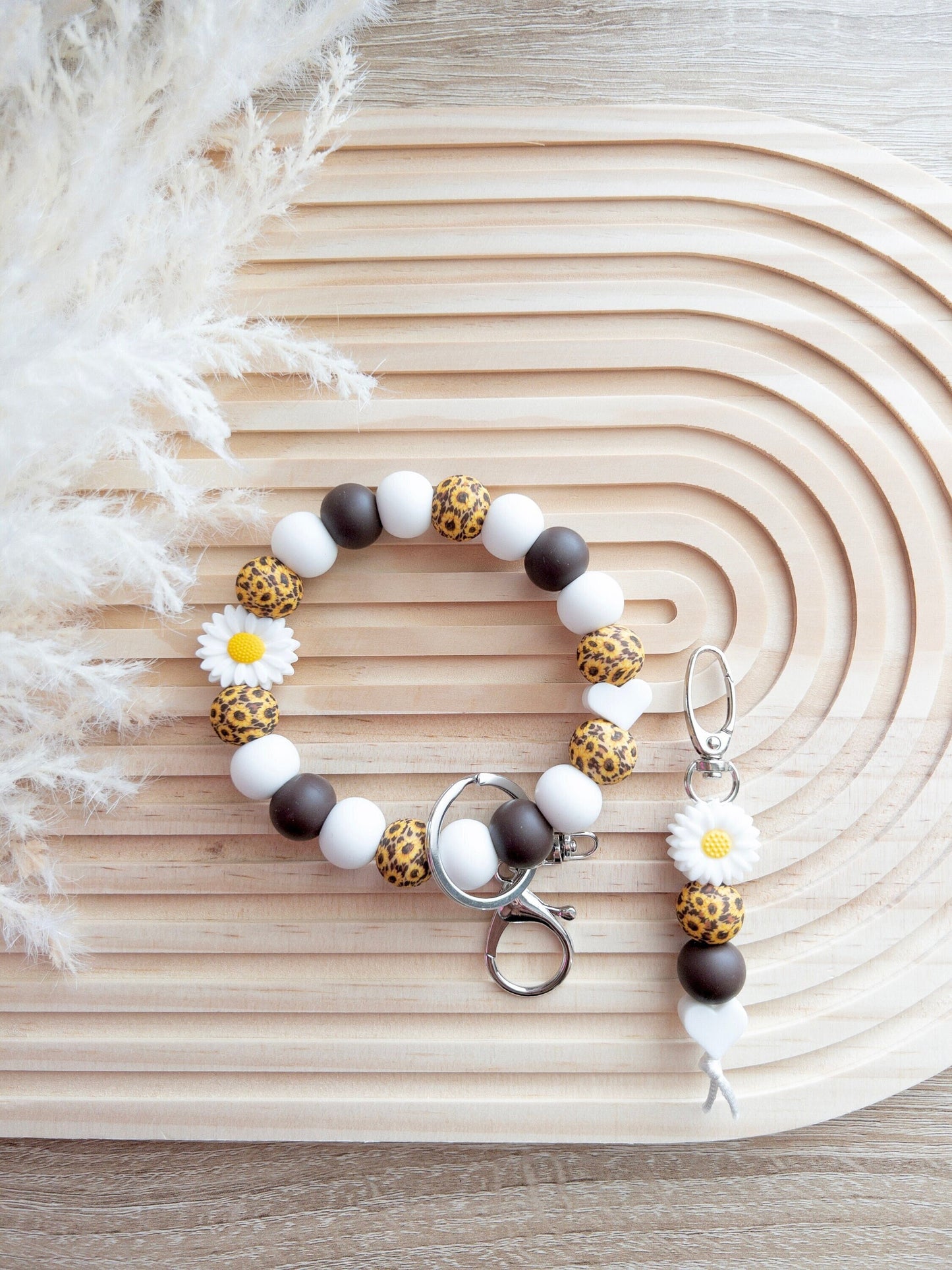 Brown Sunflower Wristlet & Keychain