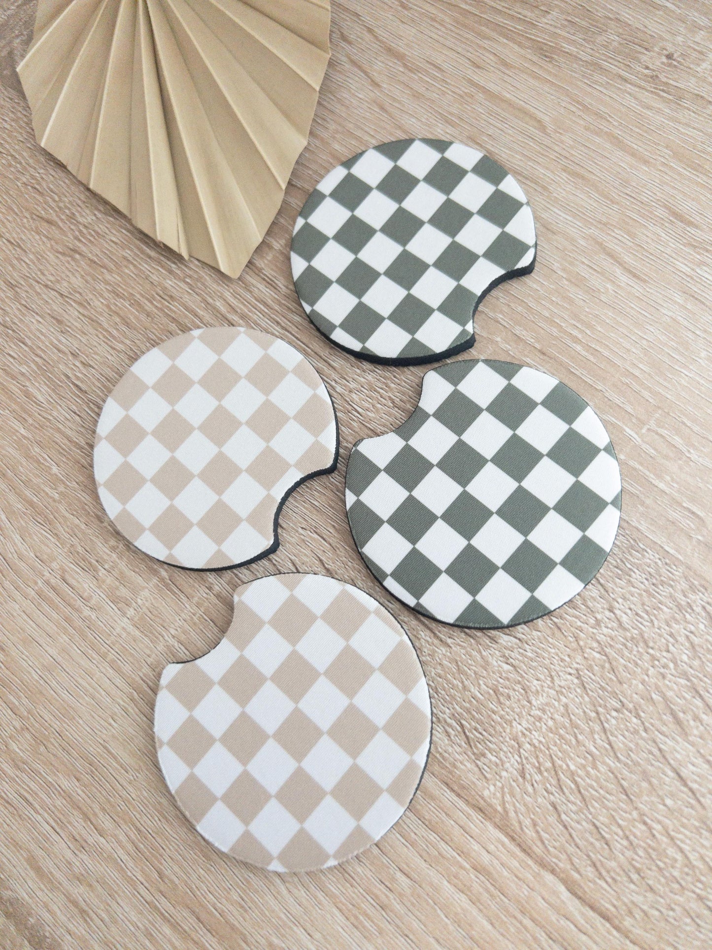Car Coasters | Checkered Print