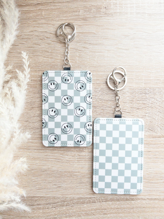 Checkered & Smiley Face ID Badge Holders