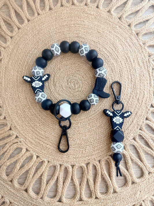 Aztec Black & White Wristlet & Keychain