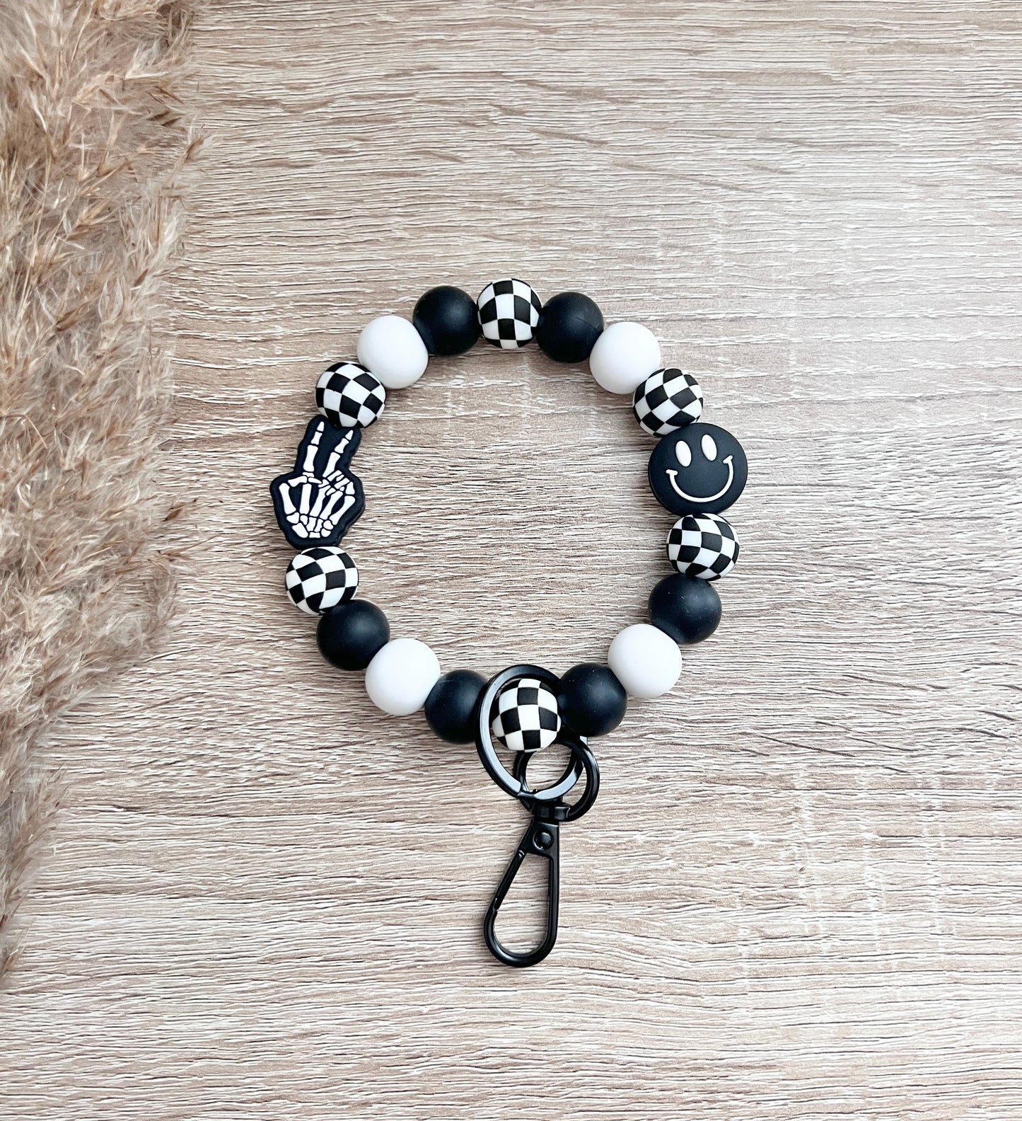 Checkered Peace Sign Wristlet