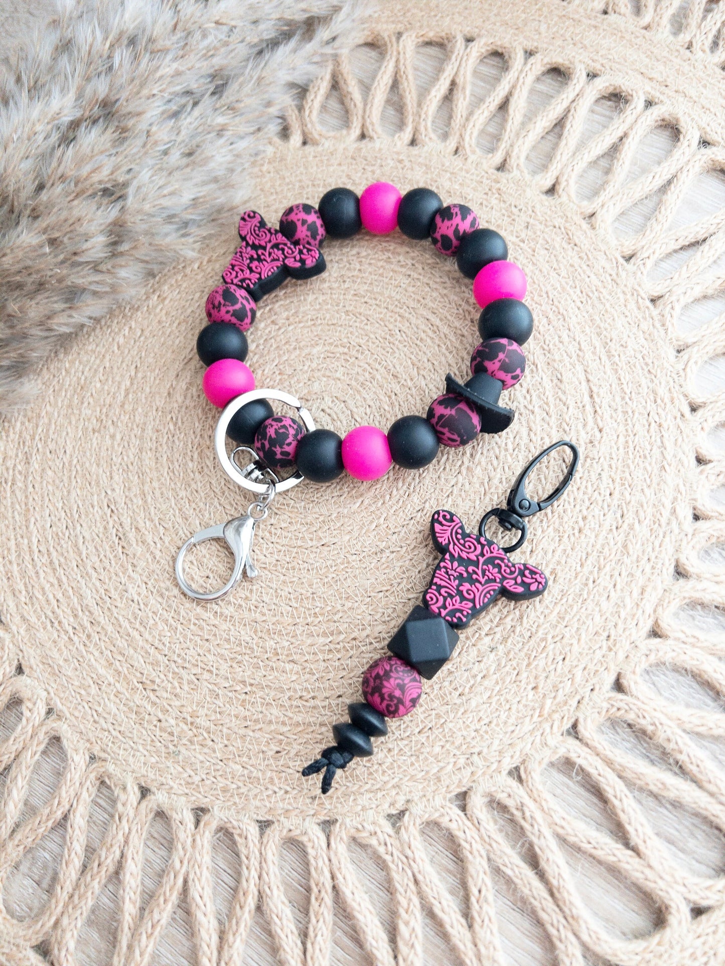 Pink Cow Wristlet & Keychain