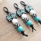 Checkered Teal Mama Keychain