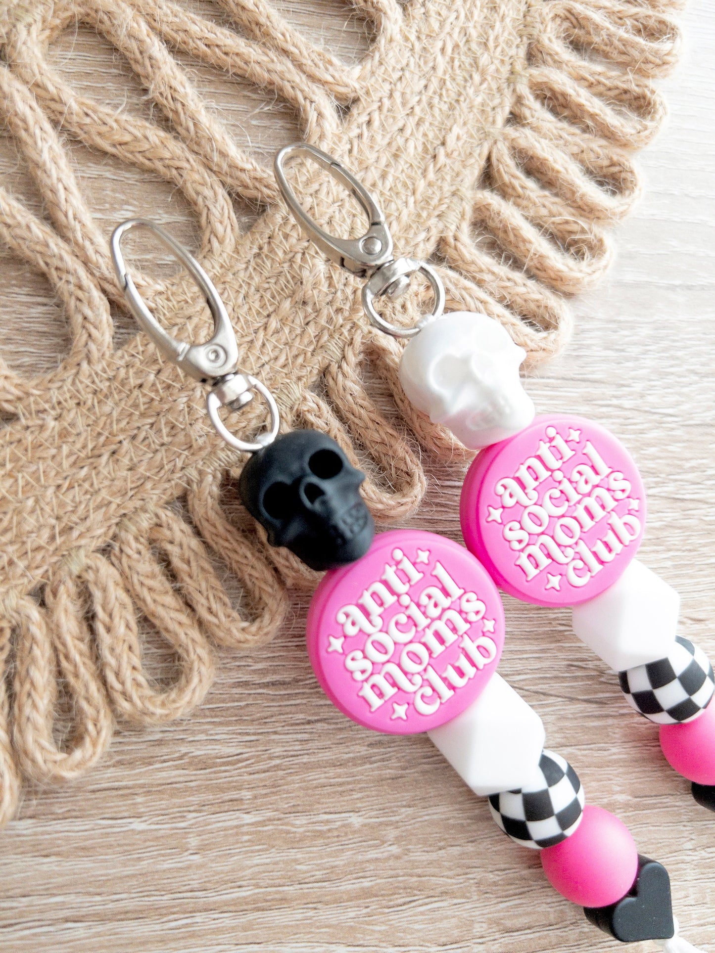 Pink Anti Social Moms Club Keychains