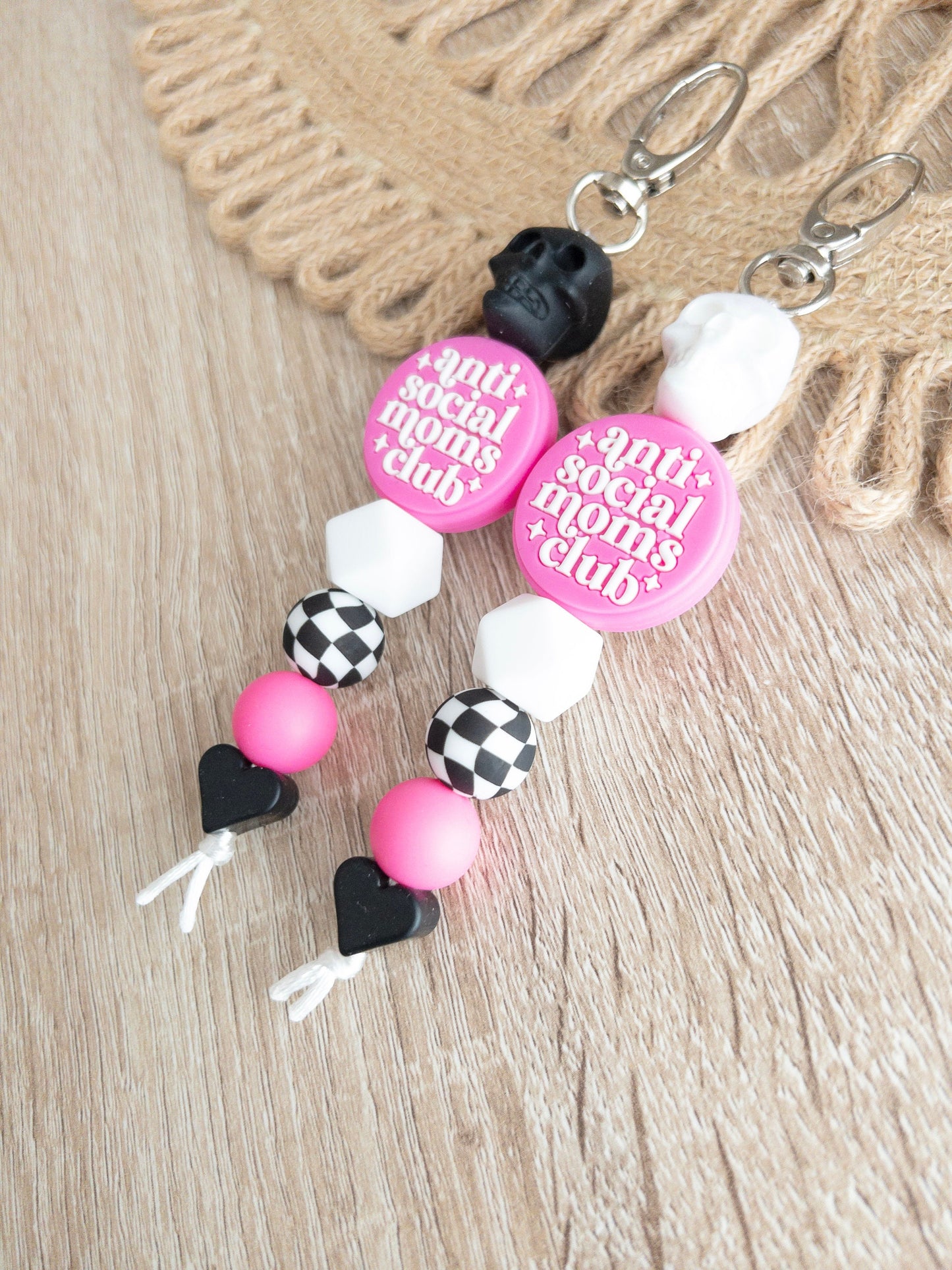 Pink Anti Social Moms Club Keychains