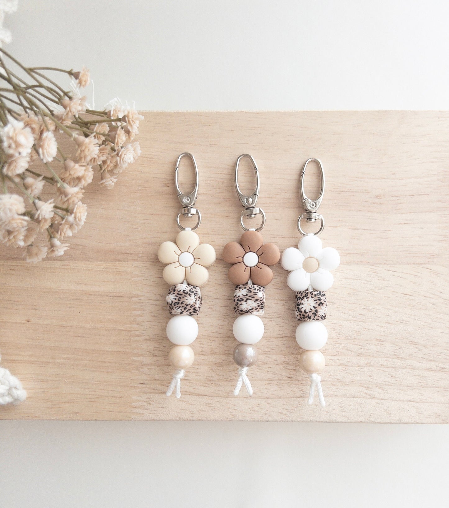 Boho Puffy Flower Keychains