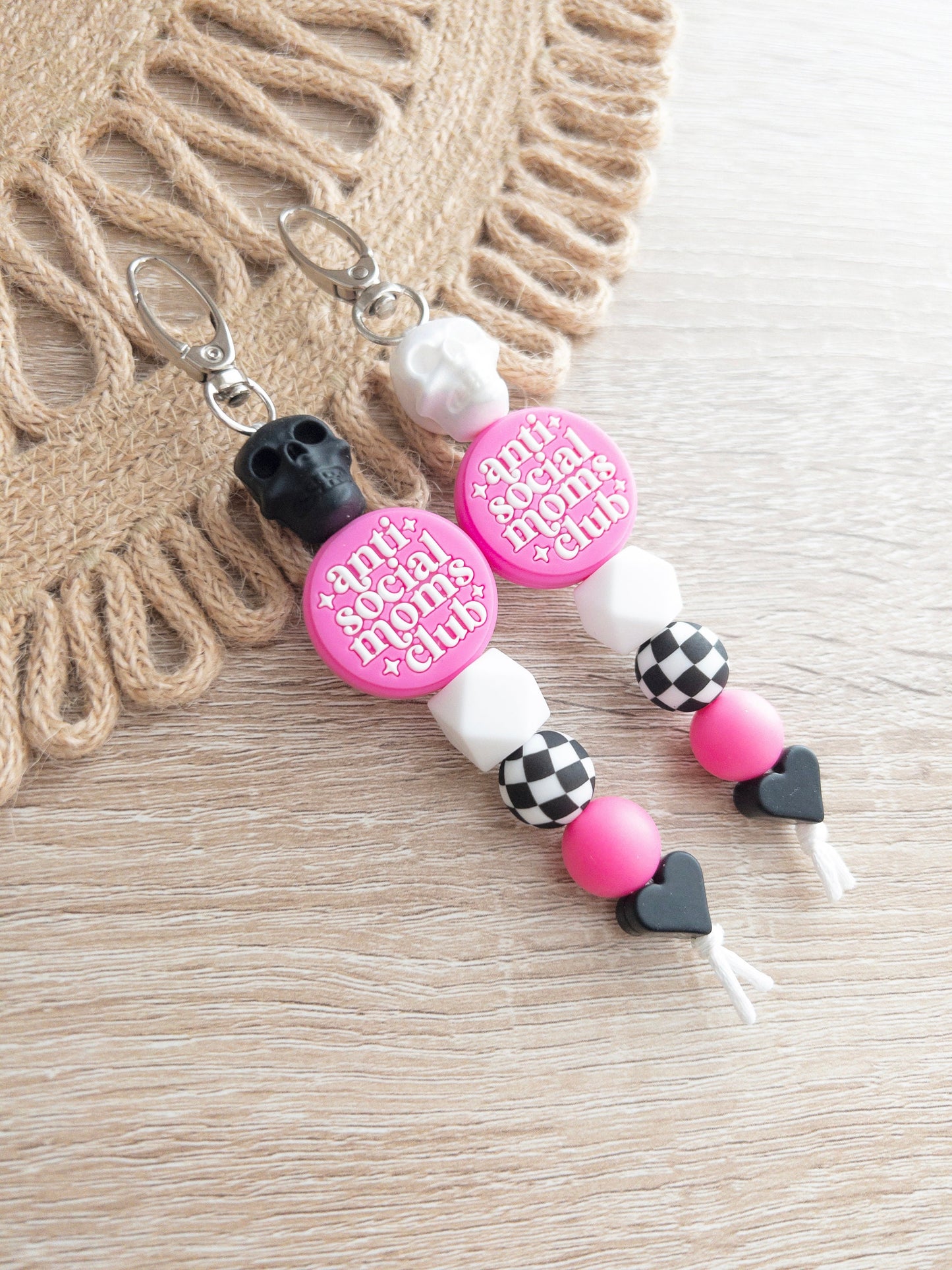 Pink Anti Social Moms Club Keychains