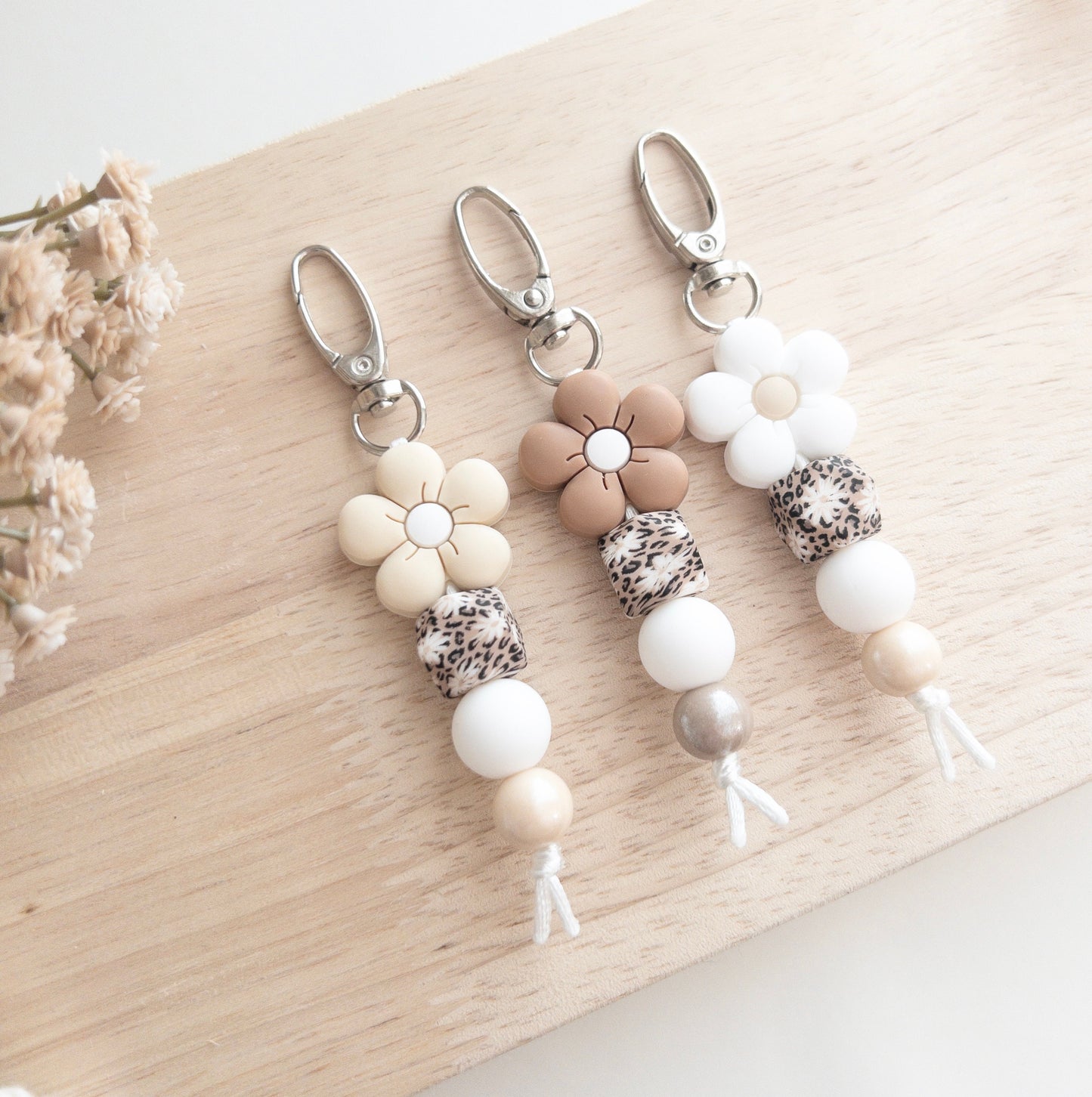 Boho Puffy Flower Keychains