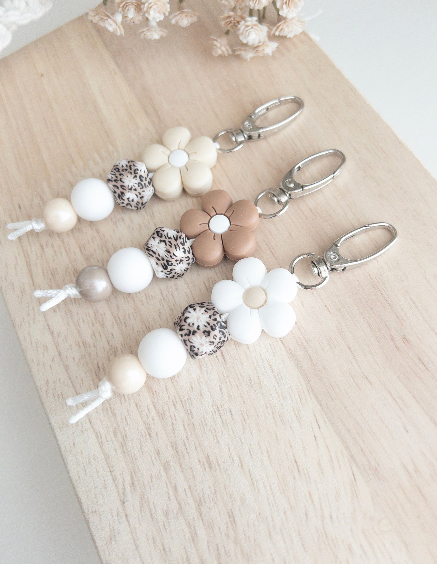 Boho Puffy Flower Keychains