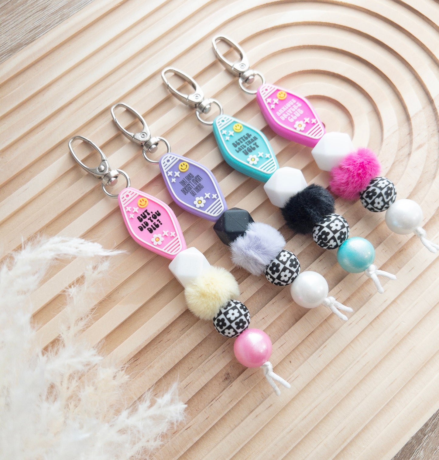 Keychains | Motel Style Keychains | Sweet 16 Gifts | Silicone Keychains | Cute Keychains | Gifts For Her | Fuzzy Keychains | Silicone Beads