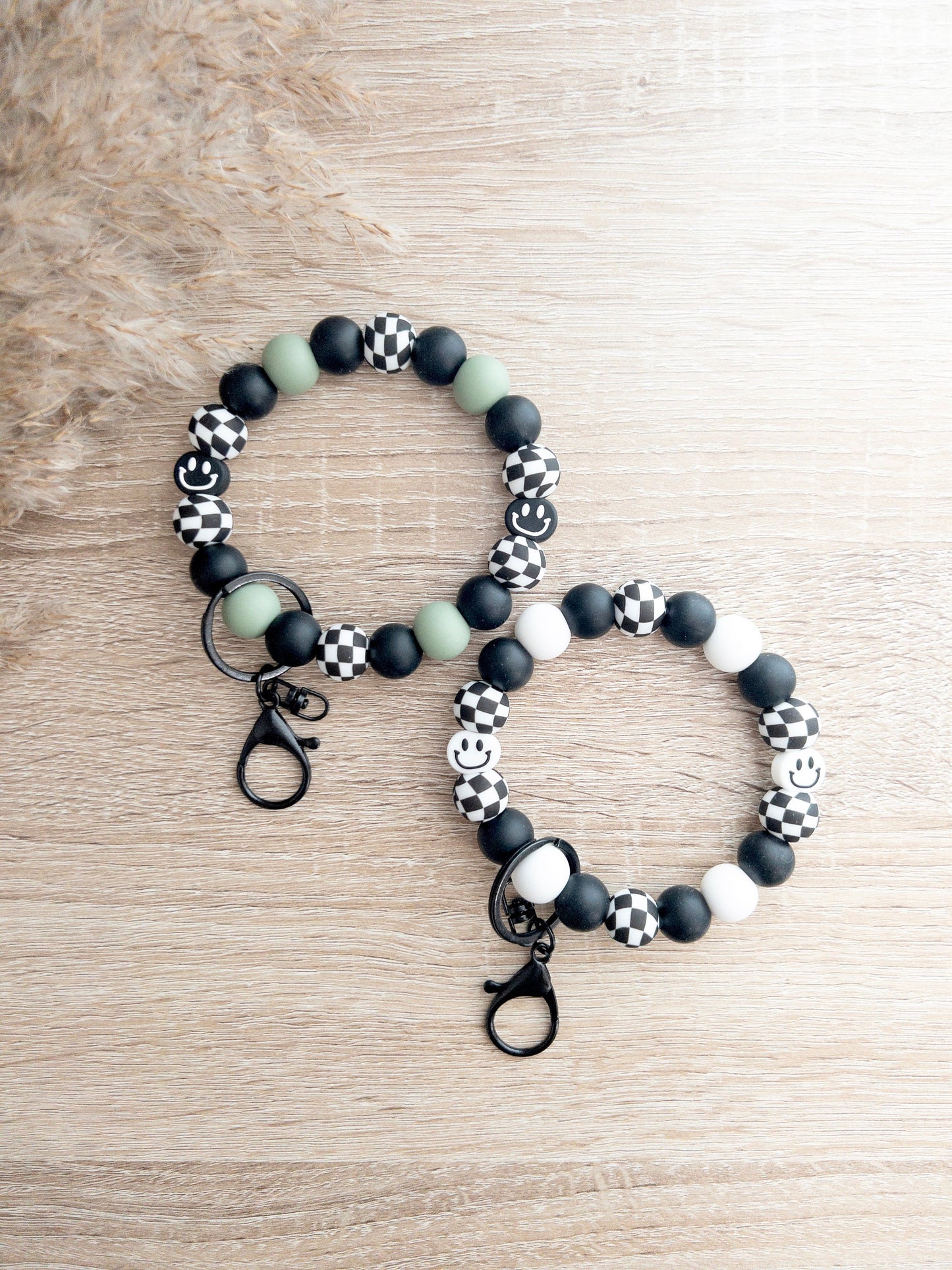 Checkered Smiley Face Wristlets