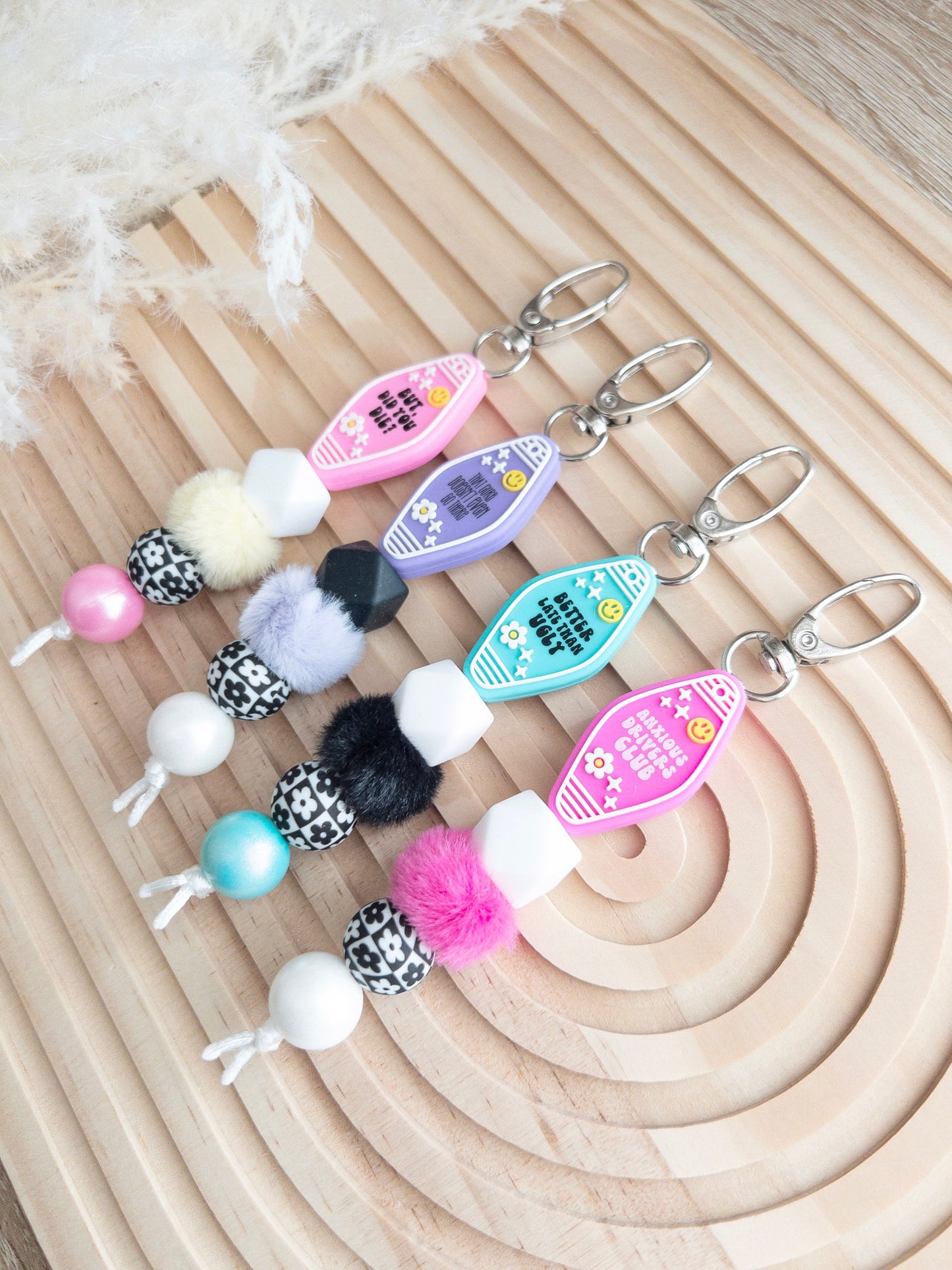 Keychains | Motel Style Keychains | Sweet 16 Gifts | Silicone Keychains | Cute Keychains | Gifts For Her | Fuzzy Keychains | Silicone Beads