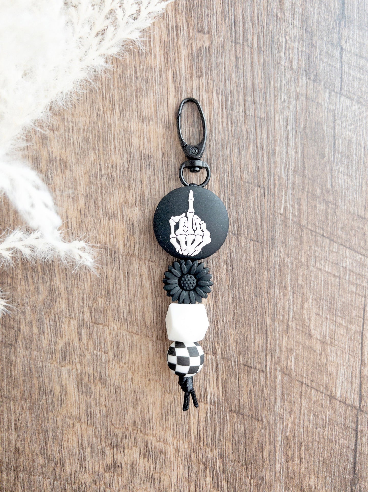 Checkered Middle Finger Keychain