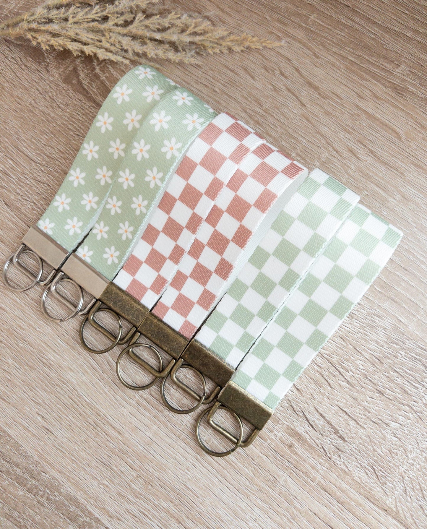 Checkered & Daisy Canvas Wristlets