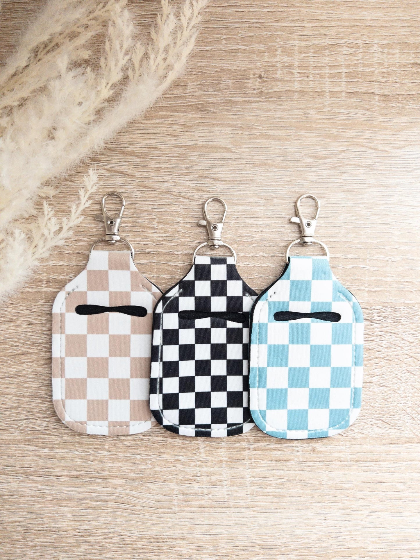 Checkered Hand Sanitizer Keychain Holder