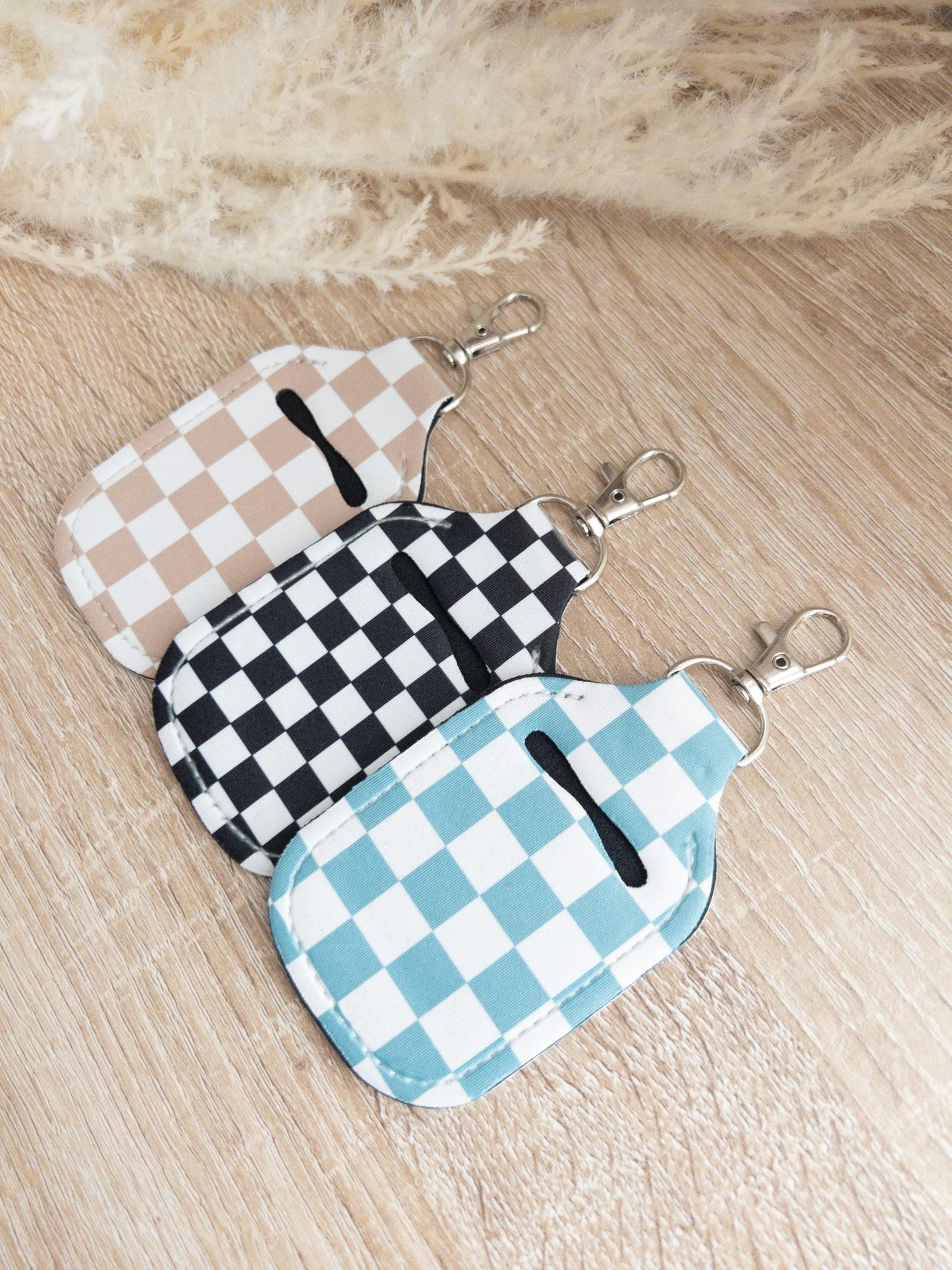 Checkered Hand Sanitizer Keychain Holder