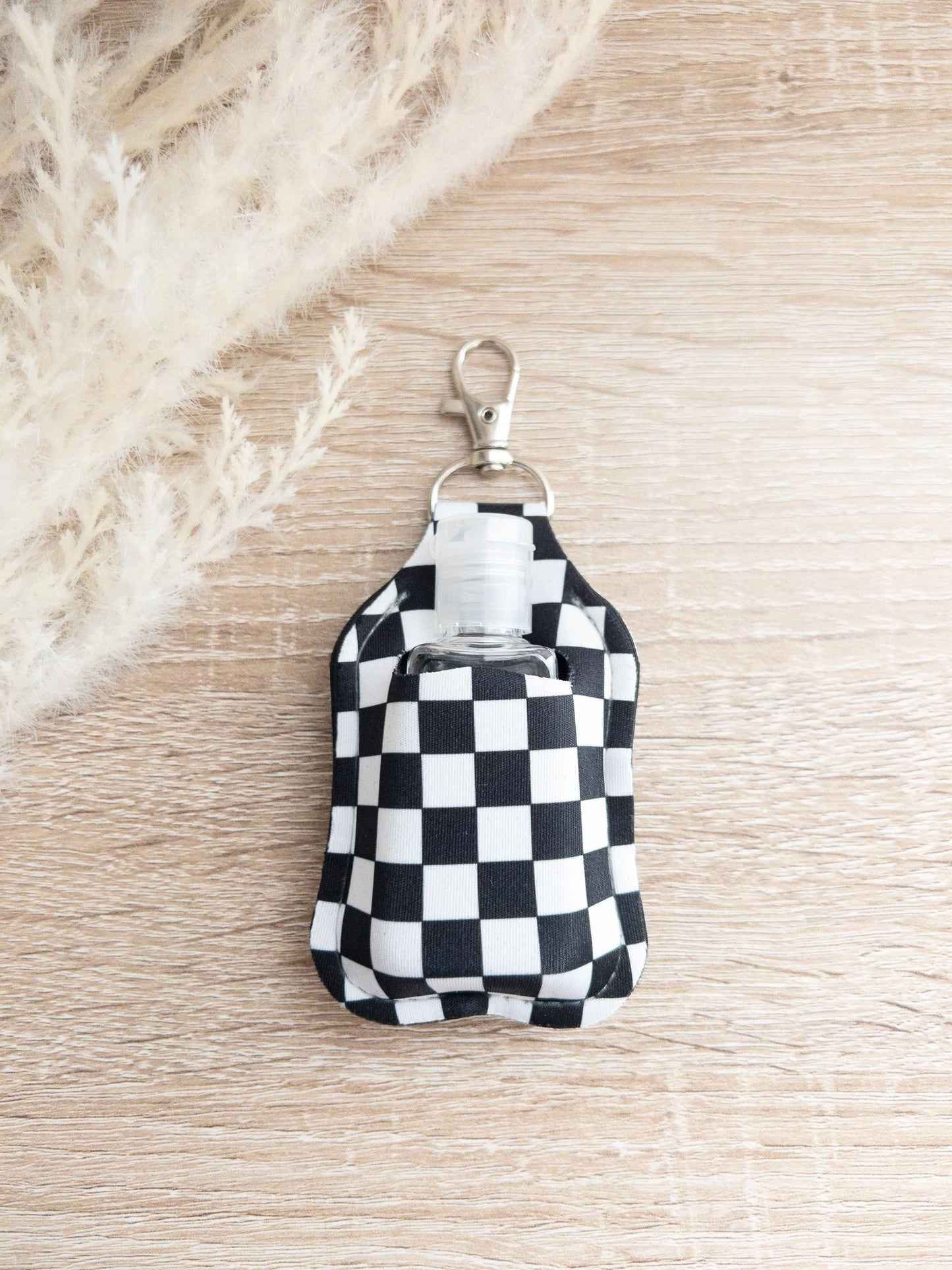 Checkered Hand Sanitizer Keychain Holder