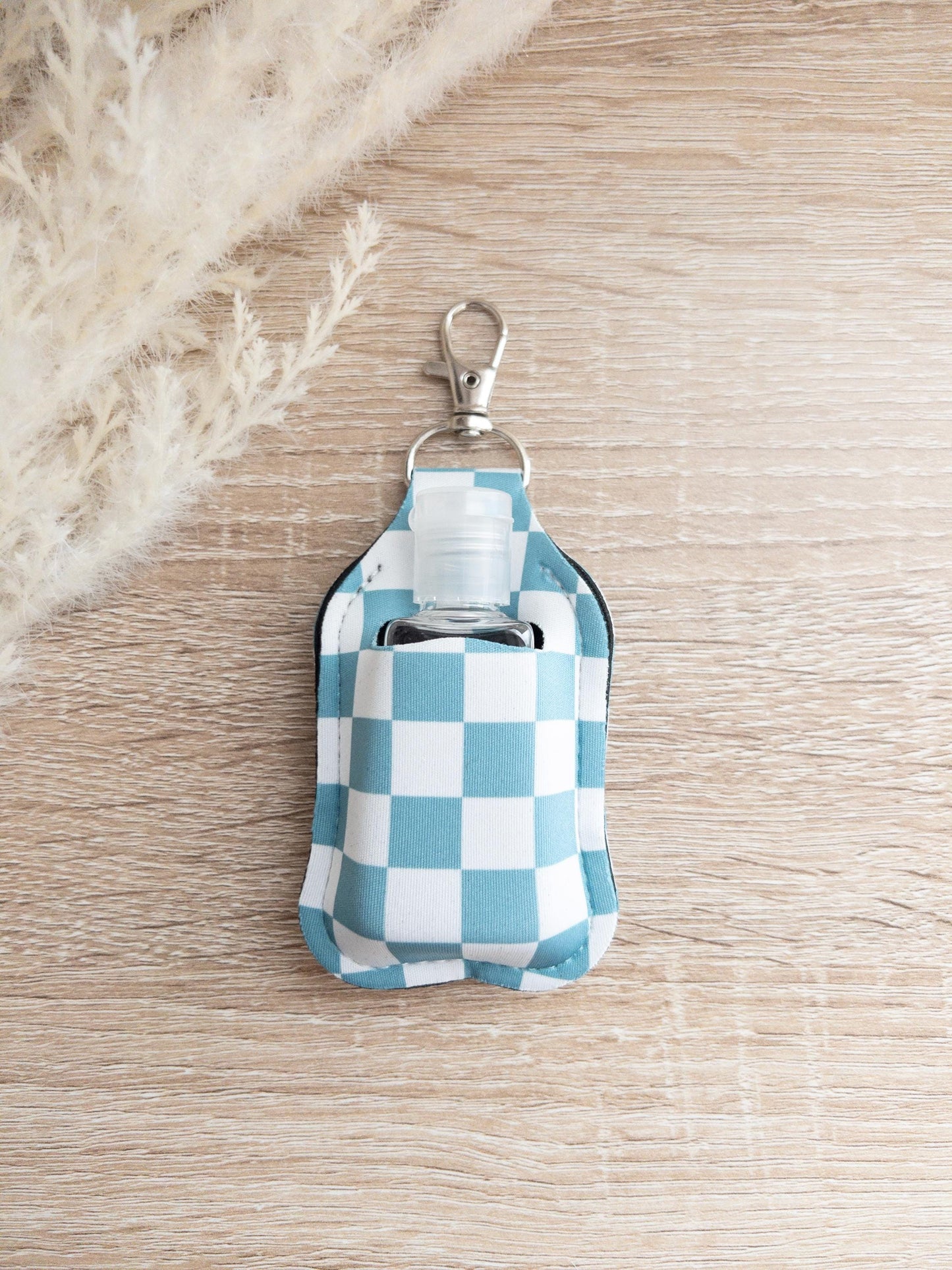 Checkered Hand Sanitizer Keychain Holder