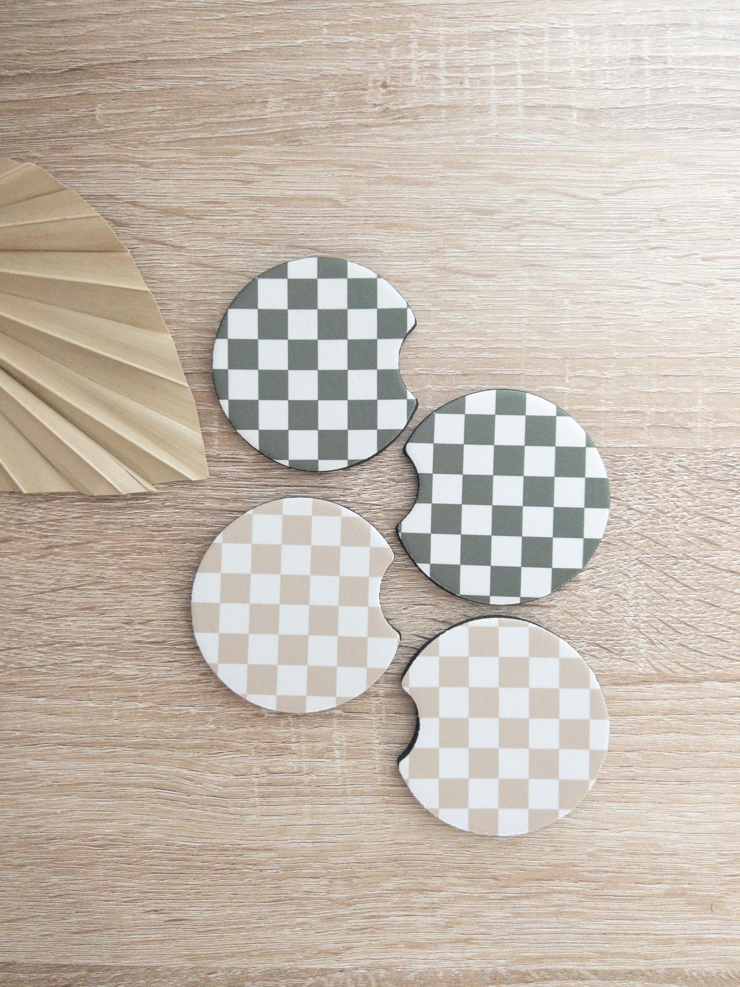 Car Coasters | Checkered Print