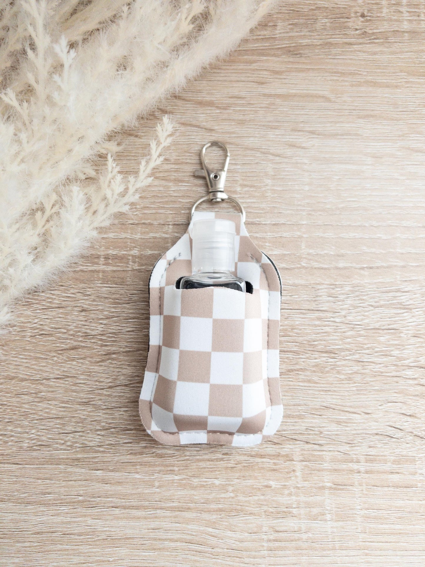 Checkered Hand Sanitizer Keychain Holder