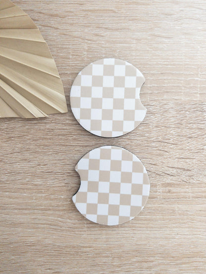 Car Coasters | Checkered Print