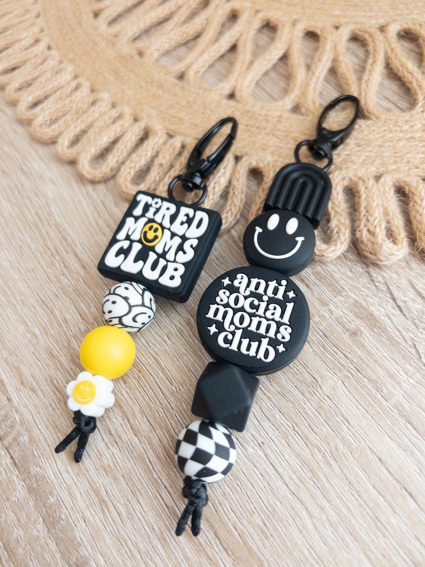 Anti Social Moms Club & Tired Moms Club Keychains