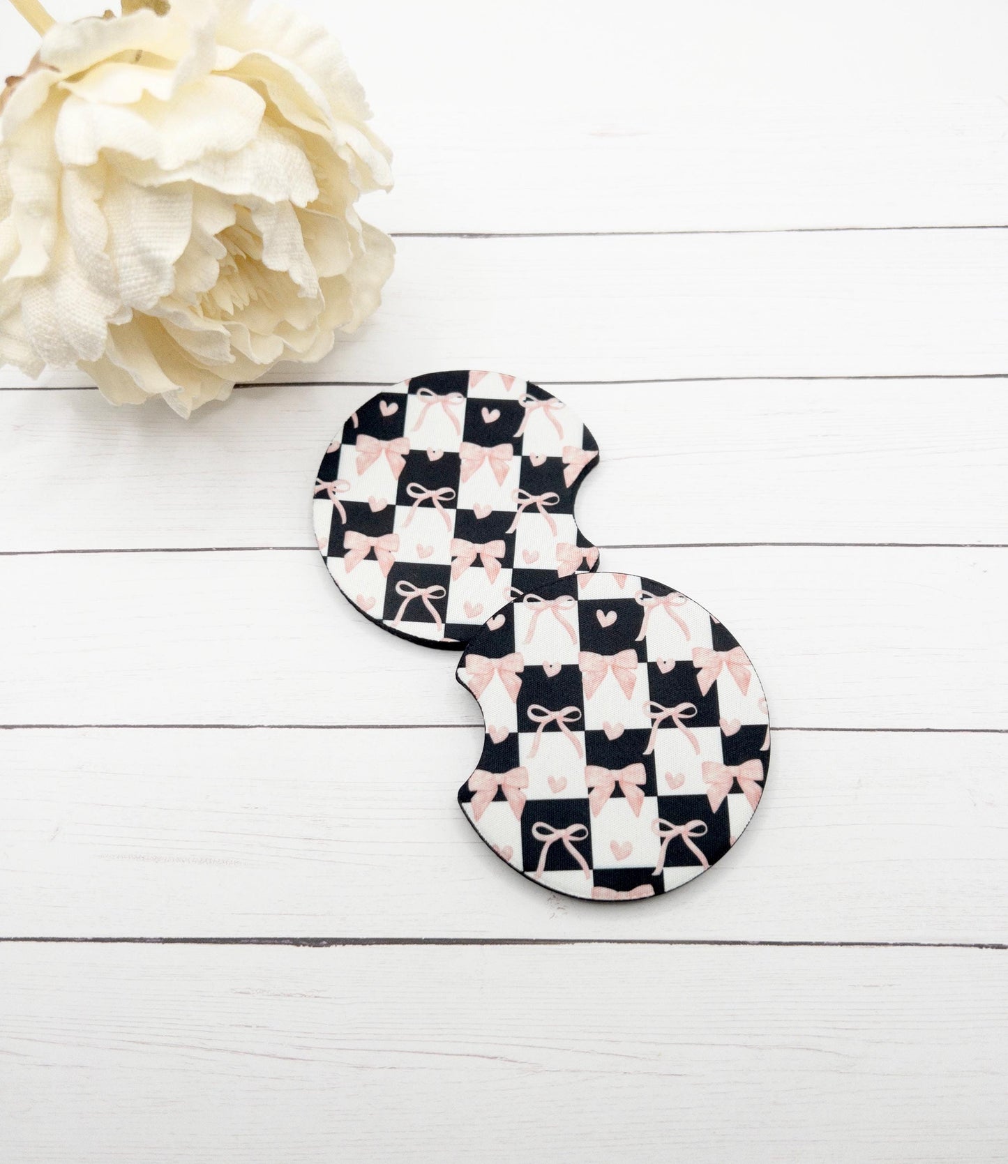 Car Coasters | Cherries, Bows & Checkered